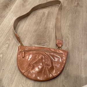 Anthropologie Blush Ada Faux Leather Woven Crossbody Bag